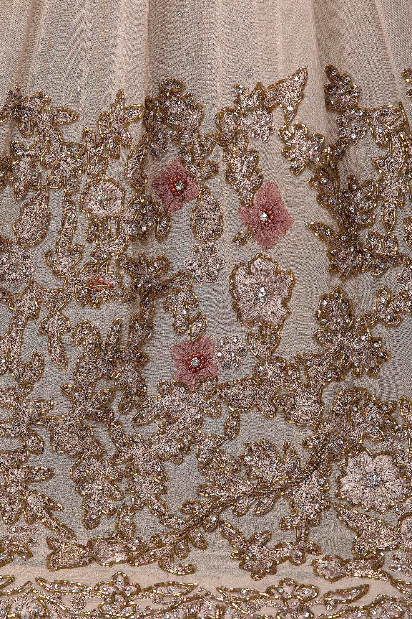 Nude Peplum Net Top With Georgette Sharara And Net Dupatta