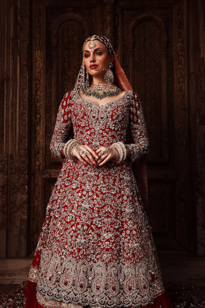 Kameez with Skirt Red Bridal Outfit