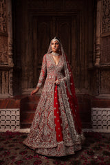 Organza Red Jacket style with Skirt Bridal Outfit
