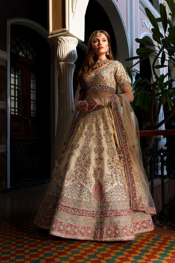 Cream Embroidered Bridal Outfit