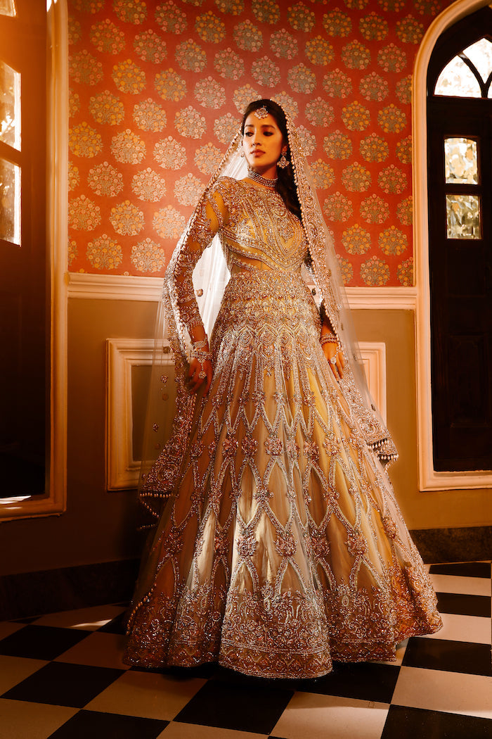 Golden Embroidered Bridal Gown