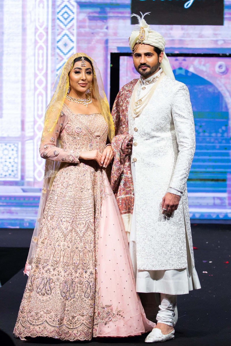 Blush Pink Bridal Jacket lehenga and Chogha Sherwani 