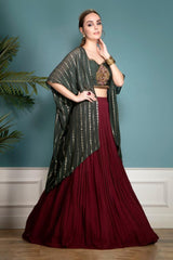 Georgette lehenga with a cape