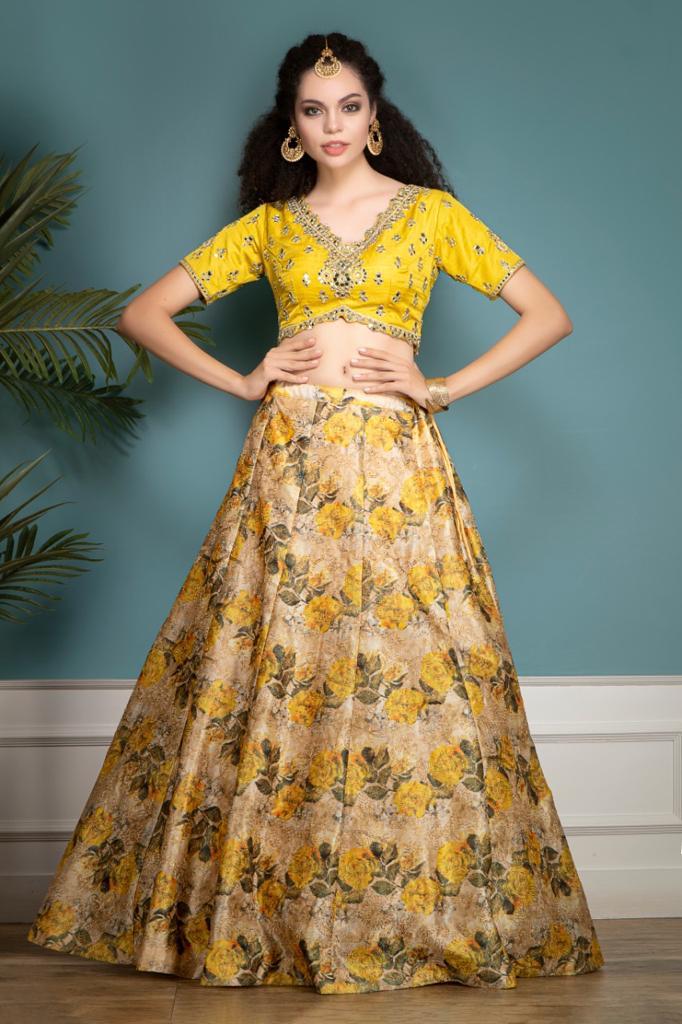 Yellow Organza and Raw Silk skirt top