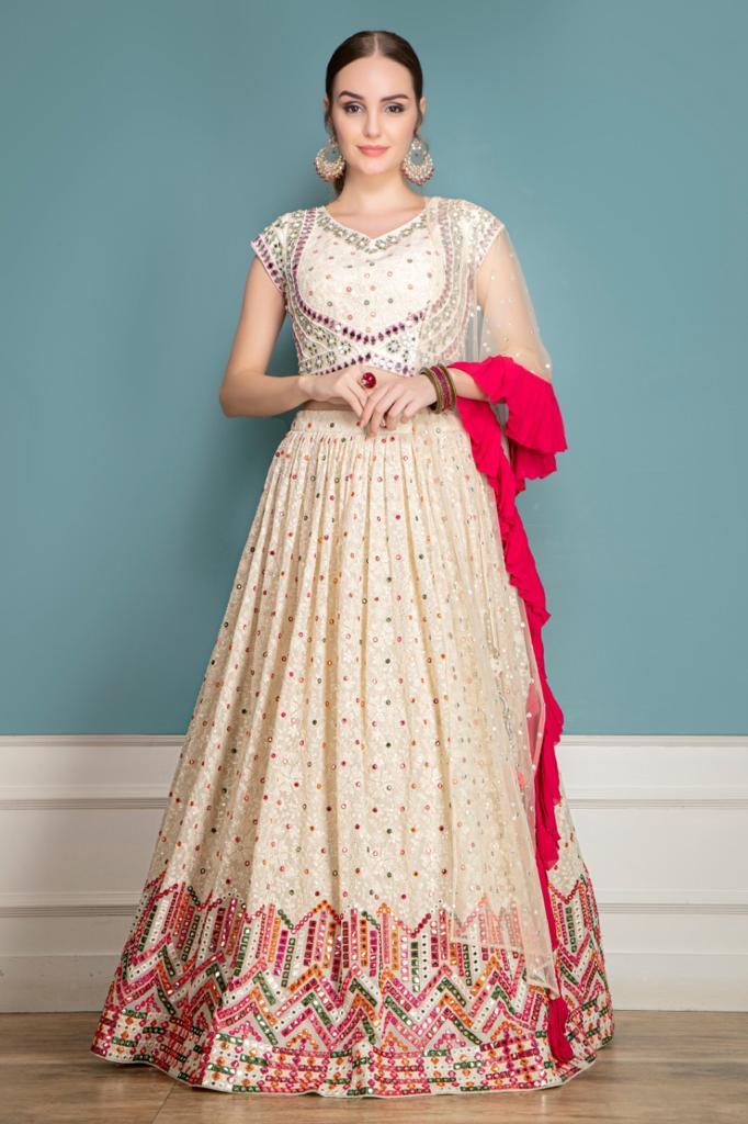 Mutli-thread, Mirror and Tonal work Lehenga with matching Dupatta