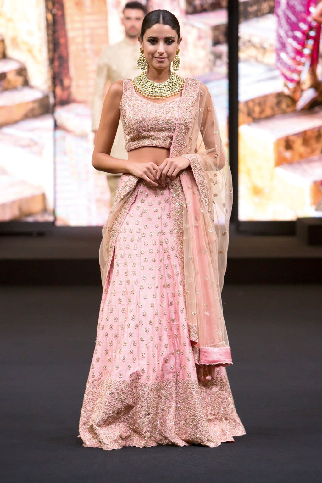 Dusky Pink Bridal Lehenga Mongas