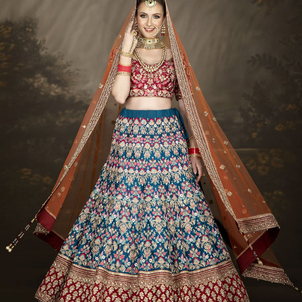 Multicolour shop bridal lehenga