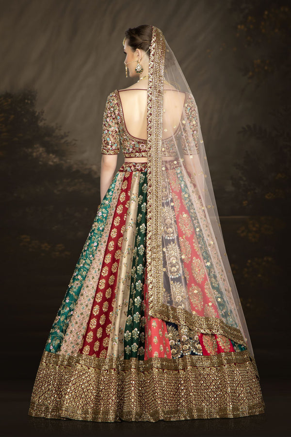 Multi-colored Bridal Lehenga with Intricate Embroidery Work