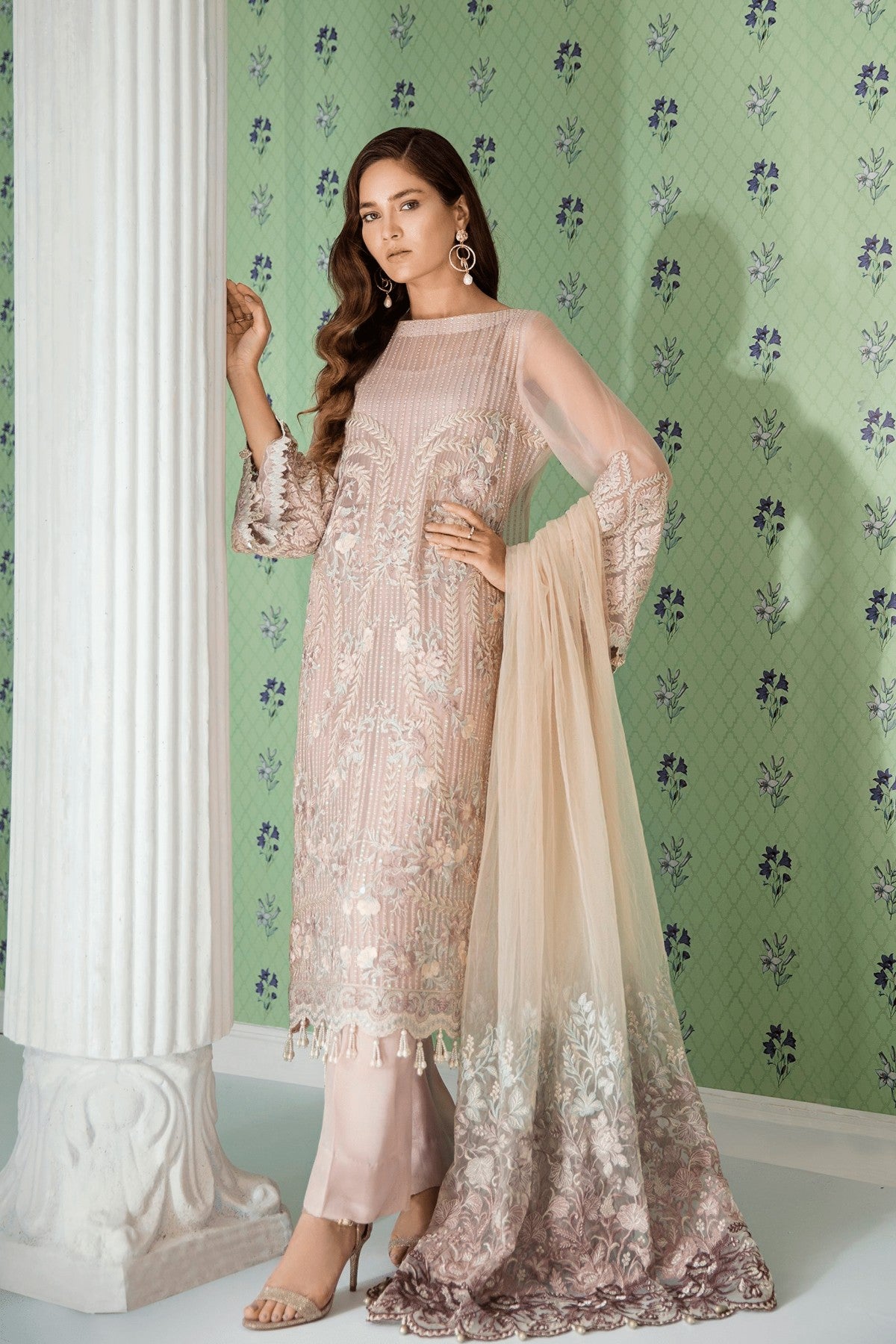 Chiffon Stitched Luxury Suit-5