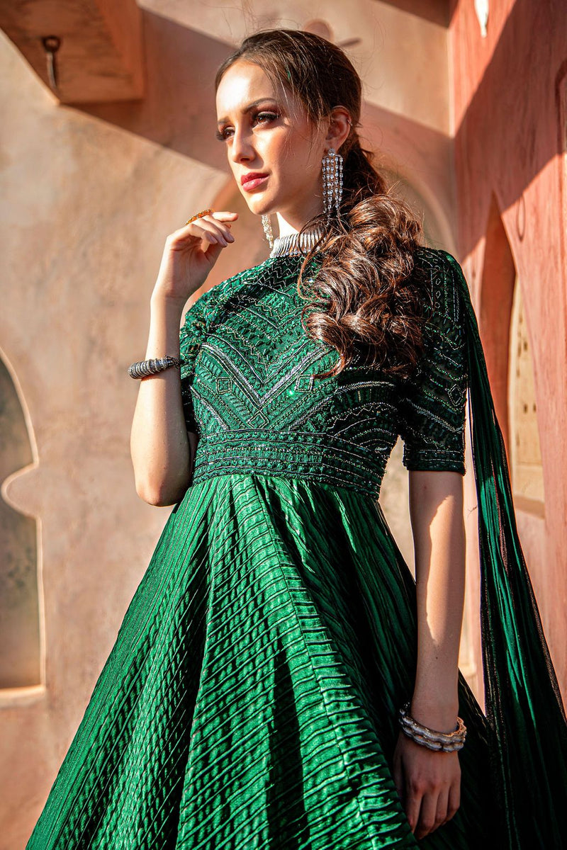 Buy Green Indian Designer Suit - Embroidered Palazzo Suit – Empress Clothing