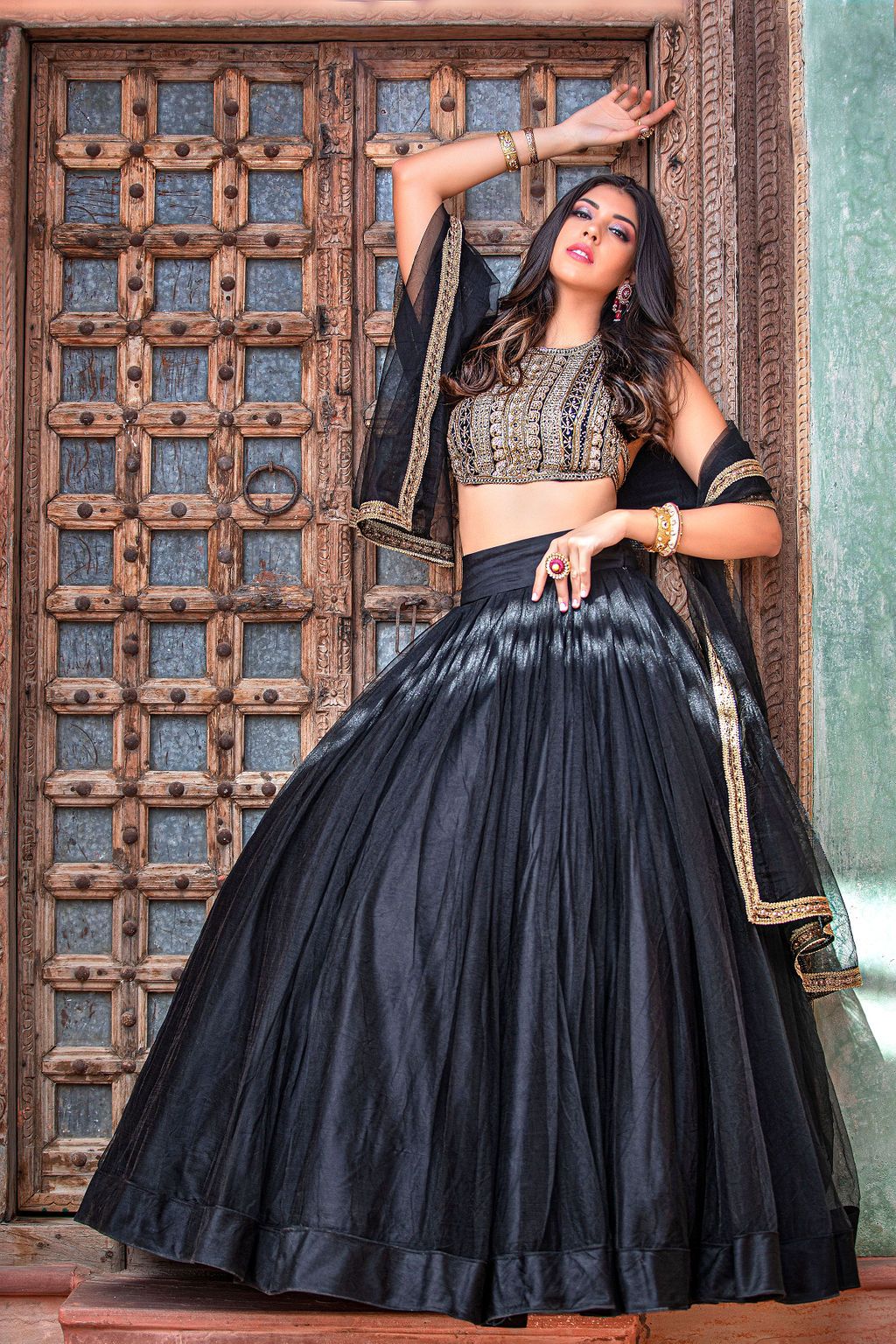 Black halter blouse with Skirt