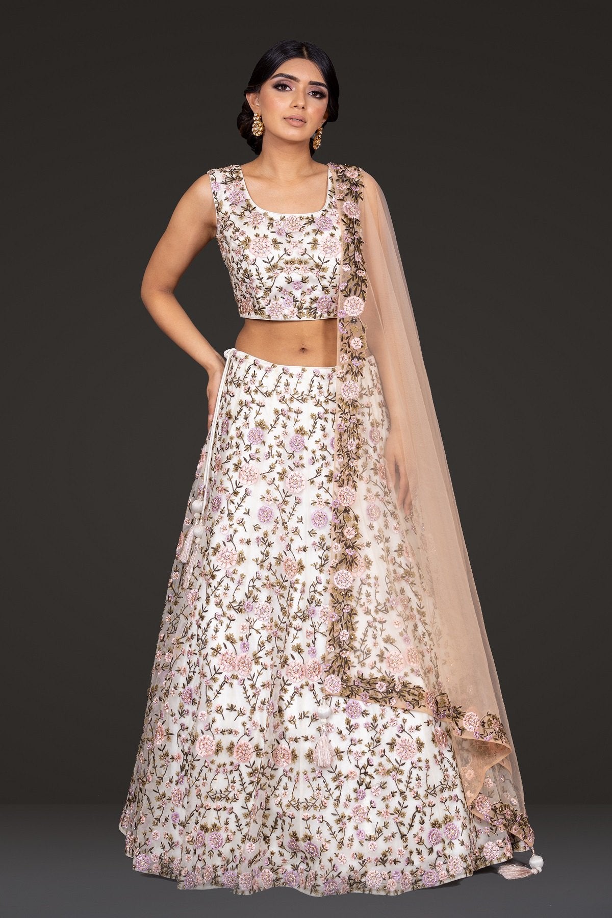 Mutlicolored Thread work Top and Skirt
