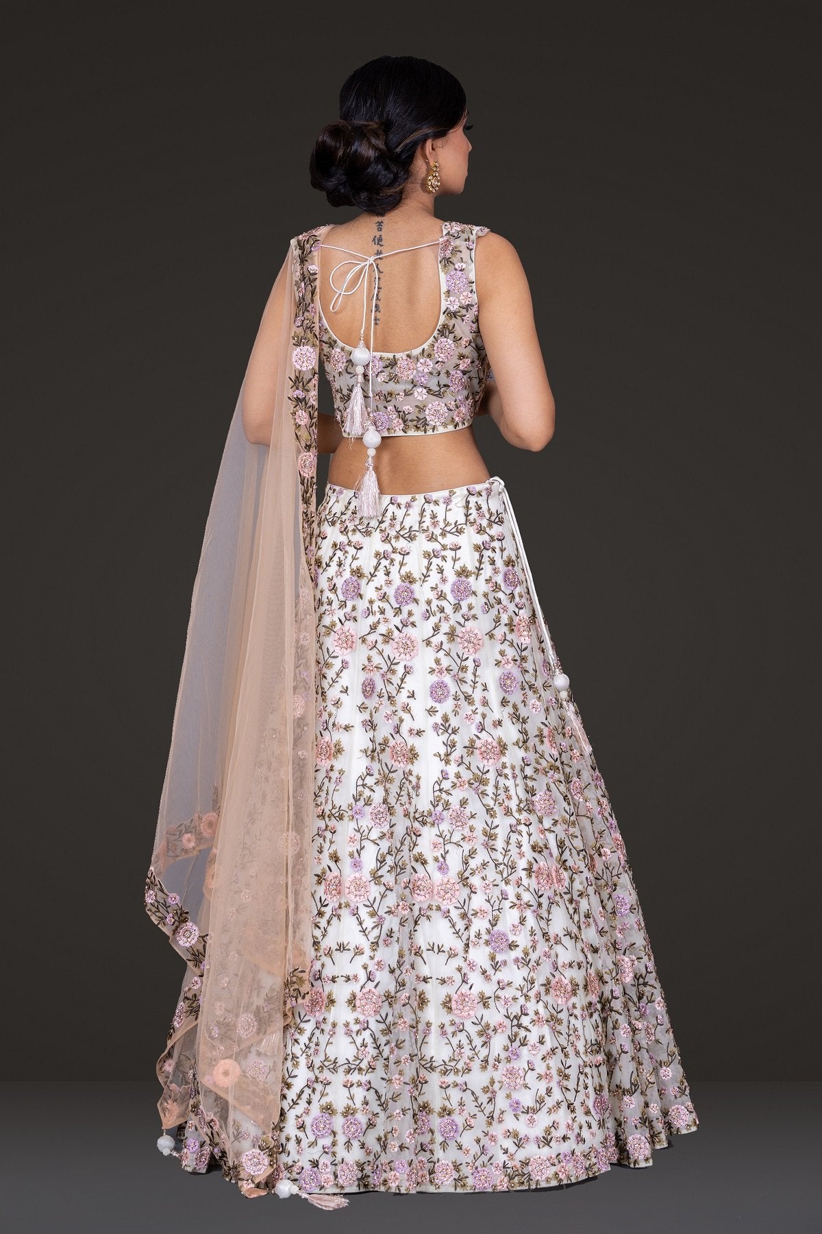 Mutlicolored Thread work Top and Skirt