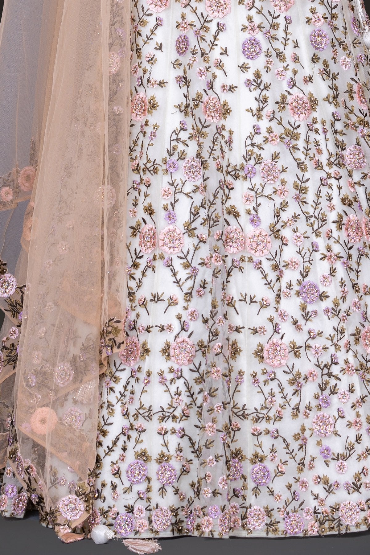 Mutlicolored Thread work Top and Skirt